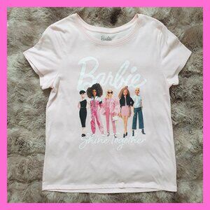 Barbie Mattel Licensed Pink Women T-shirt Graphic Print S Cotton Shine Together